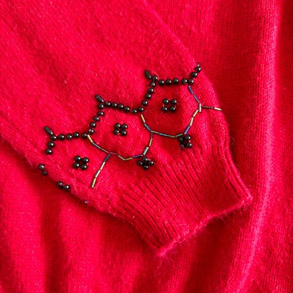 Vintage Summit Place, Red Beaded Sweater - Picture 2 of 3
